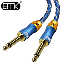 Emk cabo de áudio trançado, 6.35mm, mono 6.3, 6.5 jack macho, aux, cabo 1.5m, 3m, 5m, 8m, 10m, 15m, para amplificador de guitarra, baixo 2024 - compre barato