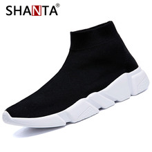 SHANTA Brand Men's Sneakers Beathable Fabric Casual Shoes Men Slip on Sock Shoes Boys Sneakers Light High Top Men Shoes Autumn 2024 - buy cheap