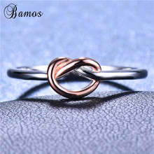 Bamos Heart Knot Ring 100%Silver Color Ring Black/Rose Gold Color Finger Ring Wedding Love Jewelry Accessories For Women 2024 - buy cheap