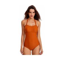 2019 New Halterneck Women Sexy Stylish One Piece Padded Swimsuit Navy Blue/Rusty Red Monokini Swimwear Beach Bathing Suit Large 2024 - buy cheap
