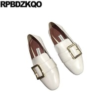 China Ladies Slip On Metal Loafers Chinese Soft Ballet Flats Women Italian White Maternity Black Shoes Round Toe Genuine Leather 2024 - buy cheap