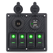 Panel de interruptor basculante para barco, Dual para encendedor de cigarrillos enchufe USB, Panel de interruptor LED, Panel de interruptor marino de 12V 2024 - compra barato