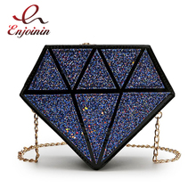 Mini bandolera de piel sintética con lentejuelas y forma de diamante para mujer, bolso de hombro con cadena, diseño geométrico, a la moda 2024 - compra barato