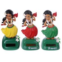 1PC Car Ornaments Hawaii Girl Hula Shaking Head Toy Solar Powered Auto Interior 2024 - buy cheap