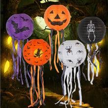 Decoração de Halloween Abóbora Pendurado Lanterna de Papel Dobrável Lanterna Fontes Do Partido do Dia Das Bruxas Adereços de Terror 2024 - compre barato