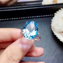 shilovem 925 silver sterling rings real natural Blue topaz plant open trendy fine Jewelry wedding new 12*16mm mj121629agb 2024 - buy cheap