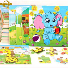 Danuyli Лидер продаж 1 шт. 9 кусочков маленькая игрушка-головоломка детские животные деревянные пазлы детские развивающие игрушки для малышей 2024 - купить недорого