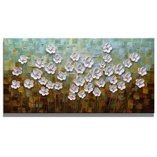 Flower Oil Paintings On Canvas Brown and White Daisy Knife 3D Hand Painted Abstract Wall Art for Living Room Bedroom Dining Room 2024 - buy cheap