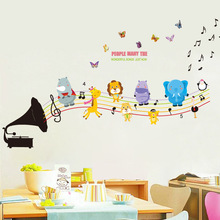 Notas musicales De animales para pared, adhesivos para jardín De infancia, música, aula, decoración De habitación, carteles 2024 - compra barato