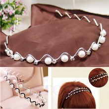 CKorean Fashion Rhinestone & Imitation Pearl Wave Hairpin Hair Band Headband Accessories Hot selling WF32 2024 - buy cheap