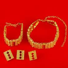 Gold Ethiopian Jewelry Sets Big Size Chokers Necklace Earrings Ring Bracelet Eritrea Habesha Africa Wedding Set 2024 - buy cheap