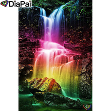 Diapai 5d pintura diamante 100% completa quadrada/redonda broca "cascata colorida" bordado de diamante ponto cruz decoração 3d a23059 2024 - compre barato