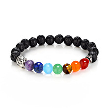 Buddha Beaded Bracelets Arm Cuff Color Stone Lava 7 Chakra Healing Charm Bracelets Bangles for Women Men 2024 - buy cheap