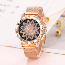 Reloj de lujo con diamantes de imitación para Mujer, pulsera femenina de oro rosa con flores a la moda, Zegarek Damski 2024 - compra barato