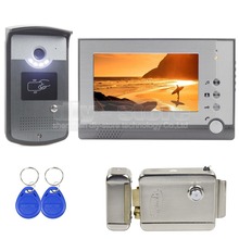 Цветной видеодомофон DIYSECUR с электрическим замком 7 дюймов, визуальный домофон, дверной звонок, считыватель карт, RFID, светодиодсветодиодный камера ночного видения 1 в 1 2024 - купить недорого