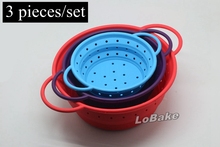 (3 pieces/set) Folding washing draining silicone bowl basket fruit vegetable tools easily folded & taking home accessories tools 2024 - buy cheap