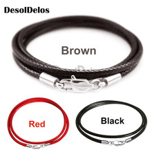 1.5mm 2mm 3mm Black Necklace Cord Leather Cord Wax Rope Chain 316L Stainless Steel Lobster Clasp Men Women DIY Necklace Jewelry 2024 - buy cheap