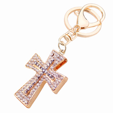 Creative Charm Cross Key Chain Ring Holder Rhinestone Keychain Women Bag Car Pendant Keyfobs Accessories Christian Gifts R153 2024 - buy cheap