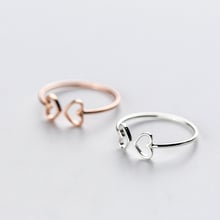 MloveAcc Luxury 925 Real Sterling Silver Hollow Sweet Heart Adjustable Ring Love Female Wedding Party Jewelry 2024 - buy cheap