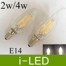 Светодиодная лампа-свеча Эдисона E14 для домашней люстры, хрустальная лампа 2 Вт, 4 Вт, монолитный блок светодиодов, лампочка с нитью накаливания теплого белого света CE и ROHS UL cUL 2024 - купить недорого