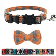 XPangle Cotton Cat Collar Breakaway Bowtie Bell Plaid Quick Release Safety Collars for Puppies Cats Kittens Accessories 17-28cm 2024 - buy cheap