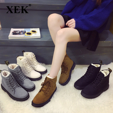 XEK-Botas cálidas de Invierno para Mujer, botines de ante a la moda, con plantilla de felpa, para nieve, ZLL469 2024 - compra barato