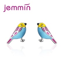 Pendiente de tuerca de plata esterlina 925 para mujer, arete con diseño de pájaro Animal multicolor, estilo romántico y dulce, gran oferta 2024 - compra barato