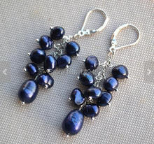 Wholesale Pearl Earrings - Navy Color Baroque Shape Natural Freshwater Pearl Dangle Earrings ,S925 Sterling Silvers Jewelry. 2024 - buy cheap