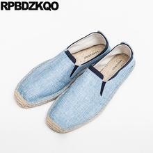 White Rubber Espadrilles Round Toe Breathable Blue Comfort Designer Slip On Canvas Fashion Hemp 2021 New Men Flats Shoes Casual 2024 - buy cheap