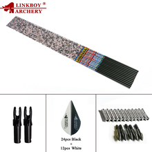 Linkboy flechas de carbono, 6/12 peças, flechas de carbono 32 polegadas, coluna 400, camuflagem 1k, arco composto, acessórios de caça 2024 - compre barato