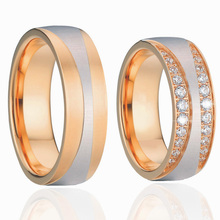 Alliances Couple Wedding Band Eternity Ring Men Rose Gold Color Cubic Zirconia Jewelry Engagement Rings for women 2024 - buy cheap