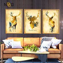 NOOG Abstract Watercolor Deer Flower Nordic Canvas Painting Art Print Poster Picture Wall Paintings Children Bedroom Home Decor 2024 - buy cheap