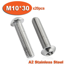 20pcs ISO7380 M10 x 30 A2 Stainless Steel Torx Button Head Tamper Proof Security Screw Screws 2024 - buy cheap