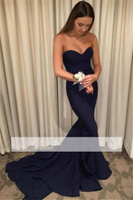 Navy Blue Cheap Bridesmaid Dresses Under 50 Mermaid Sweetheart Backless Long Wedding Party Dresses For Women 2024 - buy cheap