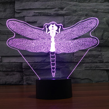 Dragonfly 3d Night Lamp Creative Colorful Animal Table Led Lamp Decorating Children's Room Powerbank Kids Lights Lamps 2024 - buy cheap