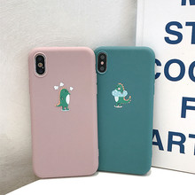 Funda de teléfono de dibujos animados de dinosaurio para iPhone, carcasa trasera mate suave Kawaii para iPhone X, XS, Max, XR, 7, 6, 6S, 7, 8 Plus 2024 - compra barato