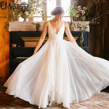 Simple Beach Wedding Dresses Backless Deep V-neckline Sleeveless Chiffon A-Line Wedding Gowns vestidos de novia 2020 Bride Dress 2024 - buy cheap