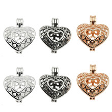 10pcs mixed color Heart Pearl Cage Locket Pendants Trendy Aromatherapy Essential Oil Diffuser Necklace Locket For DIY Jewelry 2024 - buy cheap