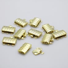 5PCS Gold-Color Stripe Rectangle 3row Clasp Fittings Accessory Button For Bracelet Necklace Machining Metal Part Jewelry Making 2024 - buy cheap