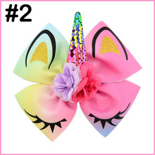 free shipping 30pcs Sequin Unicorn Hair Bows With Clips For Girls Kids Glitter Rainbow Ribbon Flower Eyelashes Bows Hair 2024 - buy cheap