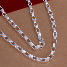 N220  Top Quality Silver Plated  jewelry  5mm long square  men's chains  necklace for women jewerly wholesale  18inch 2024 - buy cheap