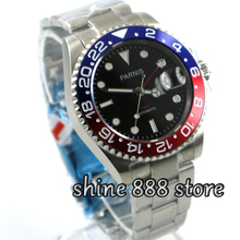 Parnis 40mm black dial Red and Blue Bezel GMT sapphire glass automatic mens watch 2024 - buy cheap