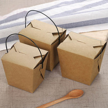 40pcs Disposable Kraft Paper Box Portable Handle Fried Food Cup Take Away Chicken Holder Chips Cups Restaurant Package Tools 2024 - buy cheap