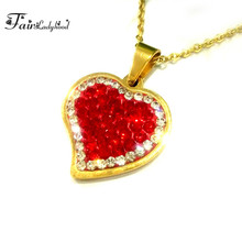 Fairladyhood Brand Red Zicorn Heart Pendant Necklaces 316L Stainless Steel Necklace For Women Gift Luxury Jewelry 2024 - buy cheap