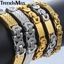 Men's Bracelets Hip Hop Gold Byzantine Link Chain Stainless Steel Bracelet For Male Jewelry Dropshipping 6/8/11mm KKBB5 2024 - buy cheap