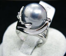 FREE SHIPPING HOT sell new Style >>>>14mm gray sea shell pearl silver color  GP Ring Size :7 8 9 2024 - buy cheap