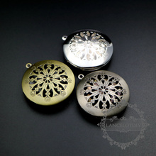 33MM vintage style victorian filigree antiqued silver,bronze,silver round photo locket pendant charm 1111056 2024 - buy cheap