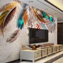 wellyu papel de parede Custom wallpaper 3d photo murals retro american fashion color feather texture art background wall paper 2024 - buy cheap