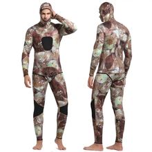 Man Spearfishing Camouflage Wetsuits 3mm Neoprene 2-Pieces Hoodie Snorkeling Full Scuba Diving Suits 2024 - buy cheap