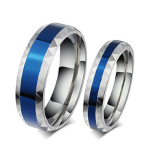 Romantic Lover Ring for Women Men Stainless Steel Couple Ring Highly Polished Blue Enamel Titanium Wedding Ring Wholesale 2024 - buy cheap